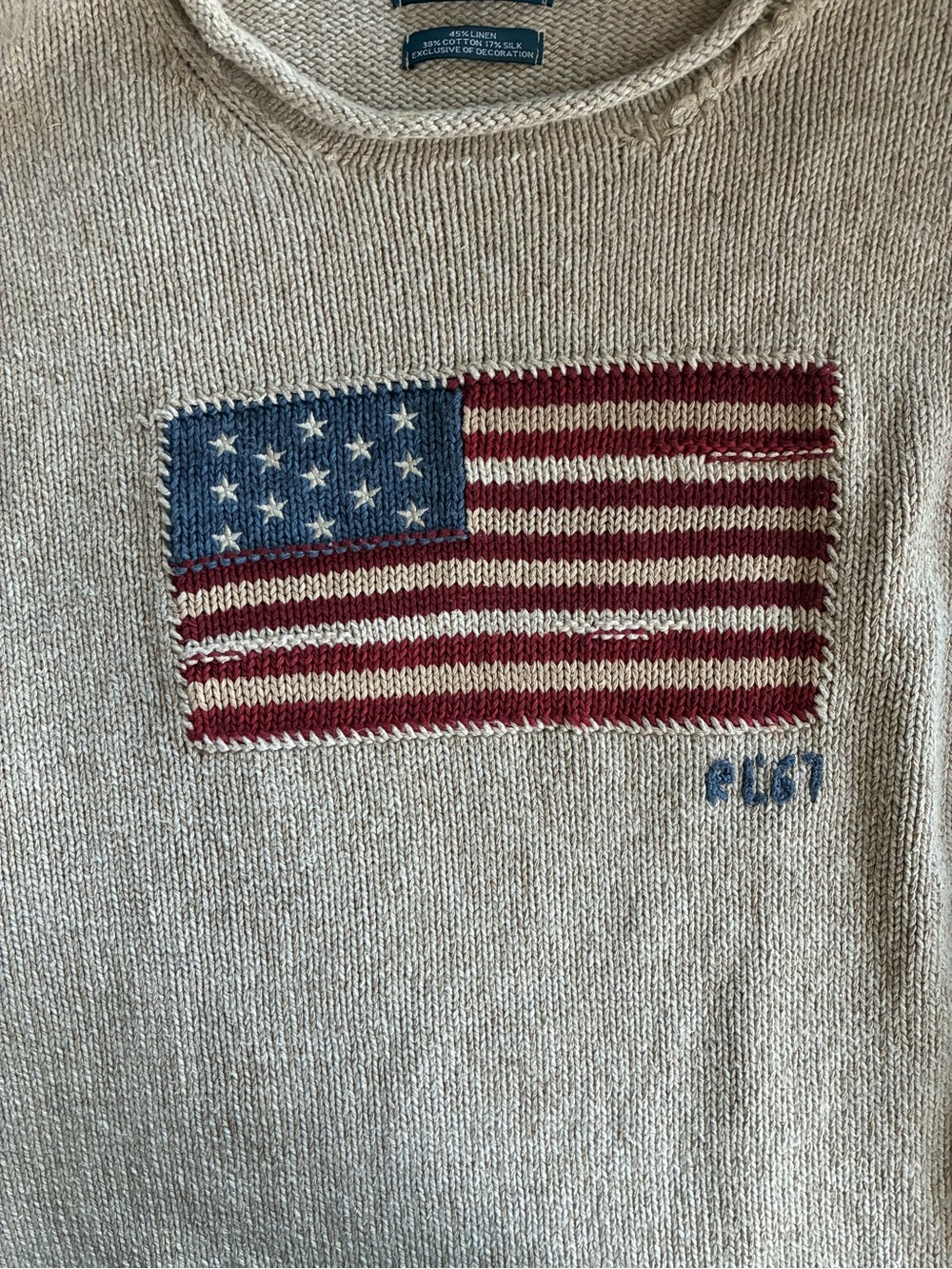 Rare Vintage Ralph Lauren Rollneck Flag Sweater Sz XL - Picture 5 of 6